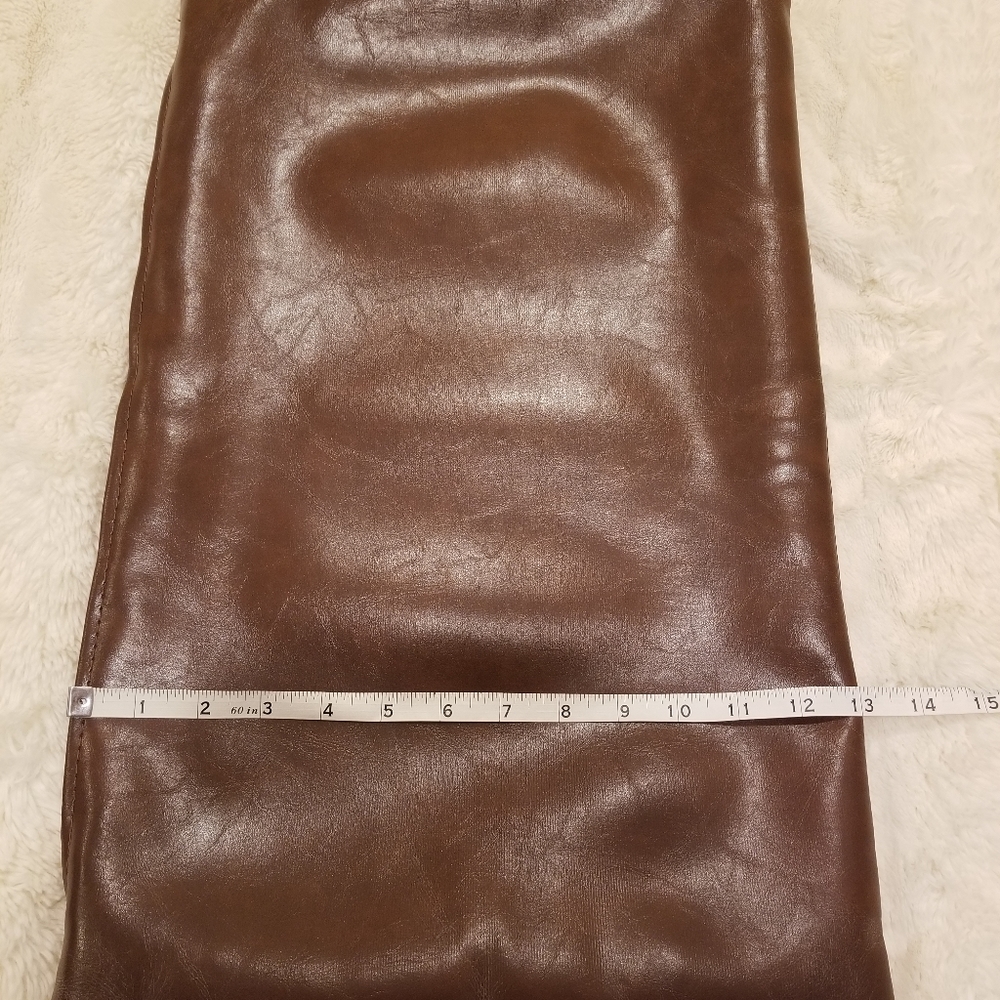 Faux Vegan Leather Decorative 6 brown pillow covers, 12×20 - Picture 4 of 7